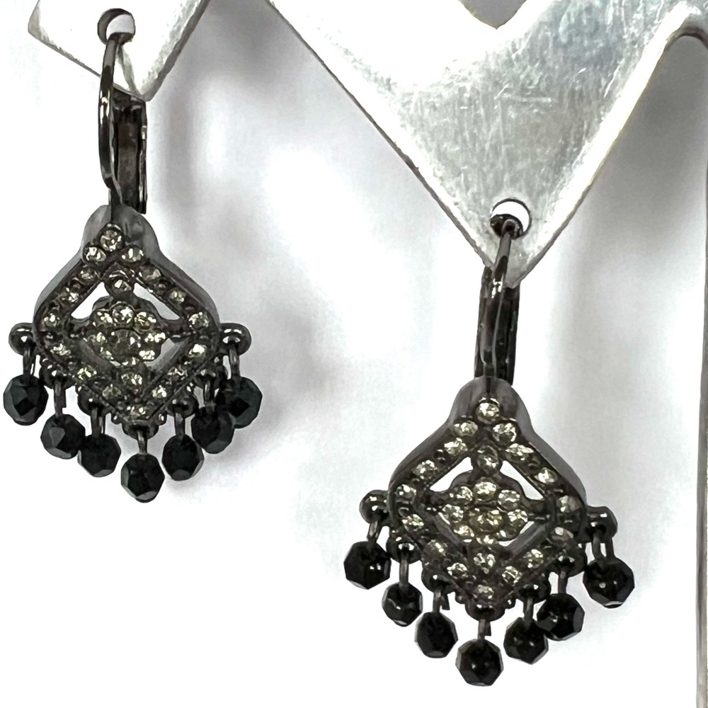 Joan Rivers gunmetal dangle earrings lever back